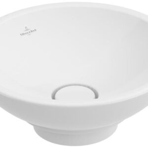 Lavoar rotund tip bol Villeroy & Boch Loop&Friends Ceramic Plus 38cm cu preaplin ventil ceramic montare pe blat alb Alpin