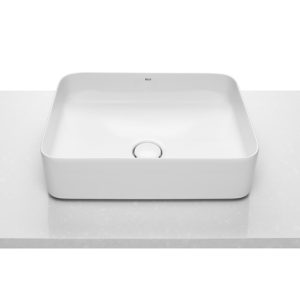 Lavoar tip bol Roca Inspira Square 50x37x14cm fara orificiu baterie fara preaplin montare pe blat