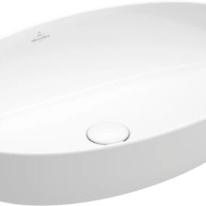 Lavoar tip bol Villeroy & Boch Artis CeramicPlus 61x41cm fara orificiu baterie fara preaplin montare pe blat alb Alpin