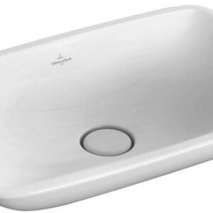 Lavoar tip bol Villeroy & Boch Loop&Friends CeramicPlus 58.5x38cm cu preaplin ventil ceramic montare pe blat alb Alpin