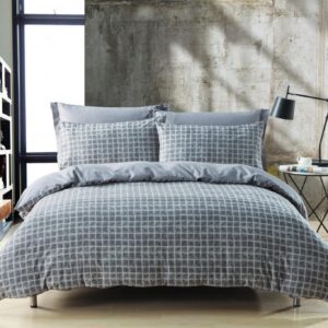 Lenjerie de pat Behrens Check 260x220cm 2 fete perna 50x75cm 300TC grey
