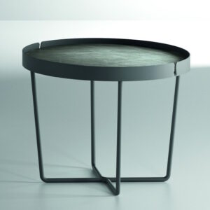 Masuta Dexo Trino diametru 60cm h 45cm baza metalica negru blat ceramic Vulcano Nero