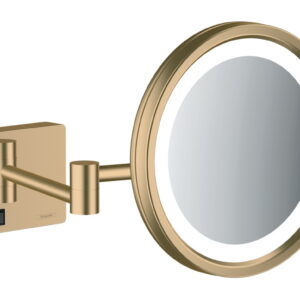 Oglinda cosmetica cu brat Hansgrohe Logis AddStoris x3 16cm iluminat LED bronz periat