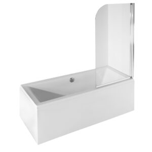 Paravan cada Besco Ambition 1 un element mobil 75x130cm sticla transparenta 5 mm profil crom