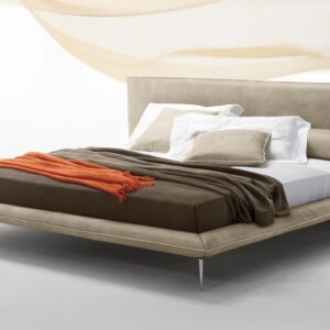 Pat Gamma Alfred Night pentru saltea 160x200cm piele Piuma E500 Ostrica HandMade in Italy