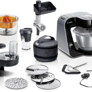 Robot de bucatarie Bosch MUM5XC66 1000W cantar integrat 7 trepte + Impuls bol inox 3.9 litri set profesional patiserie negru