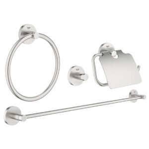 Set 4 accesorii baie Grohe Essentials Master 4-in-1 40776DC1 supersteel