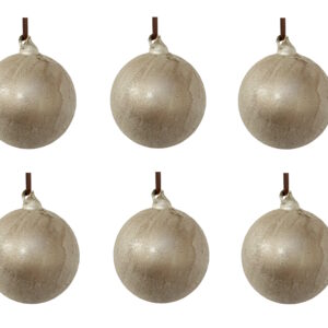Set 6 decoratiuni brad Deko Senso glob 8cm sticla roz pudrat