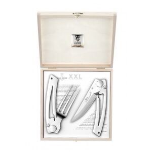 Set Claude Dozorme XXL Thiers 2P cutit si furculita pliabile cutie lemn fag