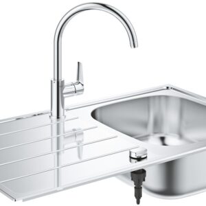 Set Grohe chiuveta K200 860x500mm inox satinat si baterie BauEdge Crom