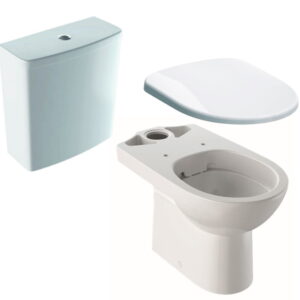 Set complet vas WC Geberit Selnova Rimfree cu rezervor asezat si capac inchidere lenta