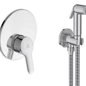 Set dus igiena intima Ideal Standard Alpha 4 in 1 cu para agatatoare furtun de dus 1250mm si baterie incastrata crom
