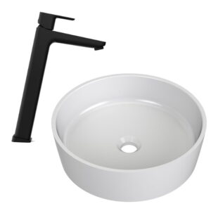 Set lavoar tip bol Ravak Uni ceramic 40cm h12cm alb + baterie lavoar Concept 10° TD F 015.20 334mm fara ventil