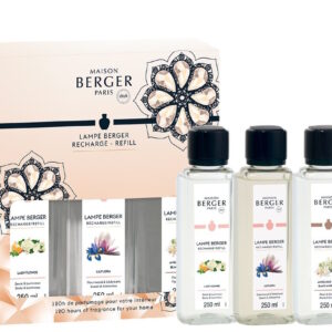 Set parfum pentru lampa catalitica Maison Berger Eternity Triopack cu Lady Flower Liliflora Angelique Noire 3x 250ml
