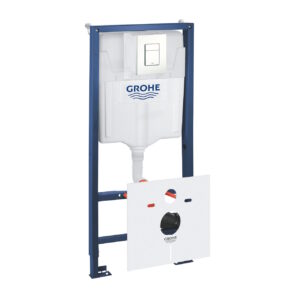 Set rezervor incastrat Grohe Rapid SL 5-in-1  cu cadru pentru vas wc  Fresh Kit si clapeta Arena Cosmopolitan alb