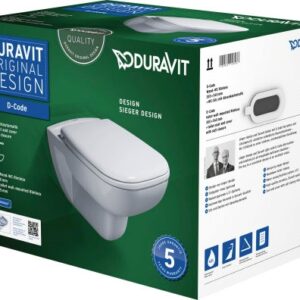 Set vas WC suspendat Duravit D-Code Rimless si capac inchidere lenta