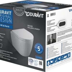 Set vas WC suspendat Duravit ME by Starck Compact Rimless cu capac inchidere lenta