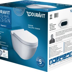 Set vas WC suspendat Duravit Starck 3 Rimless cu capac inchidere lenta