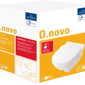 Set vas WC suspendat Villeroy & Boch O.Novo 56x36cm si capac simplu alb Alpin