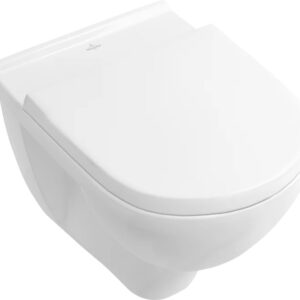 Set vas WC suspendat Villeroy & Boch O.Novo Ceramic Plus 56x36cm Directflush si capac cu Inchidere lenta si QuickRelease alb Alpin