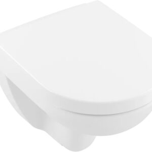 Set vas WC suspendat Villeroy & Boch O.Novo CeramicPlus 49x36cm Directflush si capac cu Inchidere lenta alb Alpin