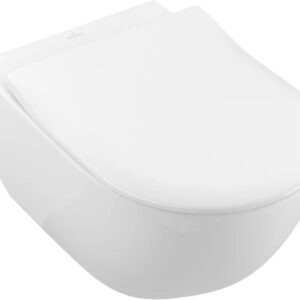 Set vas WC suspendat Villeroy & Boch Subway 2.0 DirectFlush CeramicPlus cu capac slim cu inchidere lenta alb Alpin