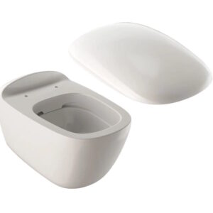 Set vas wc suspendat Geberit Citterio Rimfree 56cm KeraTect si capac cu inchidere lenta alb