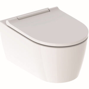 Set vas wc suspendat Geberit ONE Rimfree TurboFlush cu capac inchidere lenta si sistem QuickRelease finisaj KeraTect