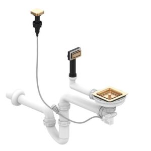 Sifon Alveus Monarch FI 114 pentru chiuvete cu doua cuve si preaplin ventil pop-up bronz