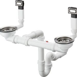 Sifon cu preaplin Hansgrohe D15-10 pentru chiuveta cu doua cuve inox