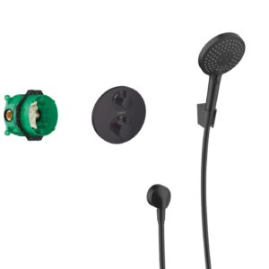 Sistem de dus incastrat termostatat Hansgrohe Croma 280 Ecostat S cu 2 consumatori negru mat