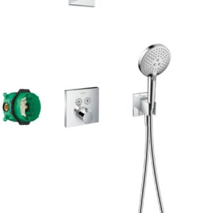 Sistem de dus incastrat termostatat Hansgrohe Raindance E ShowerSelect Square cu 2 consumatori croms