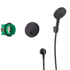 Sistem de dus incastrat termostatat Hansgrohe Raindance S 240 ShowerSelect S cu 2 consumatori negru mat