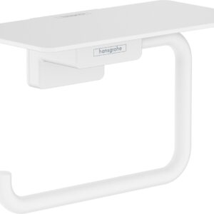 Suport hartie igienica cu raft Hansgrohe AddStoris alb mat
