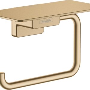 Suport hartie igienica cu raft Hansgrohe AddStoris bronz periat