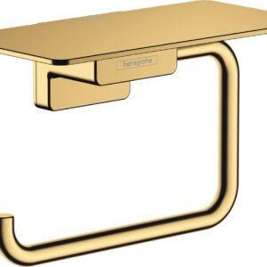 Suport hartie igienica cu raft Hansgrohe AddStoris gold optic lustruit