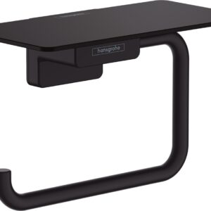 Suport hartie igienica cu raft Hansgrohe AddStoris negru mat