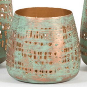 Vas decorativ Deko Senso Edged Votive Ø8 x 7cm metal verde - auriu