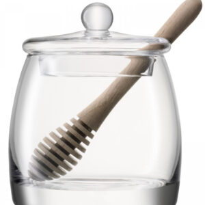 Vas servire miere cu capac si lingurita LSA International Serve h12.5cm
