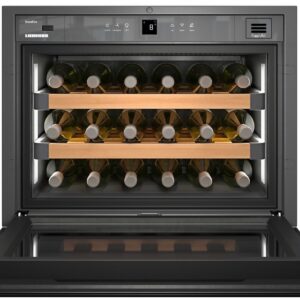 Vitrina de vinuri incorporabila Liebherr GrandCru WKEgb 582 18 sticle Super Silent usa sticla clasa G montare sub blat negru