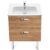 Set mobilier Roca Victoria Basic dulap baza cu 2 sertare 60x45cm nuc si lavoar